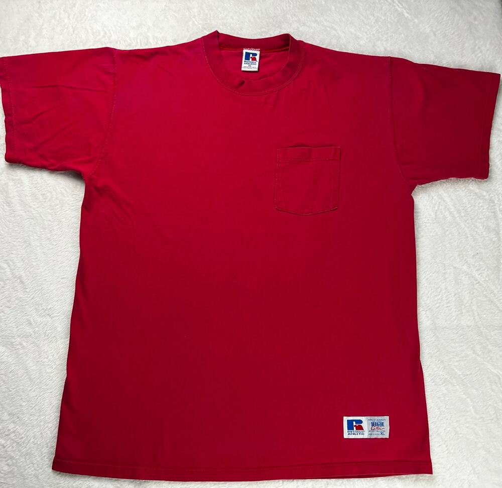 Russell Athletic Vintage Red Pocket T-Shirt Men's Size XL USA Made
